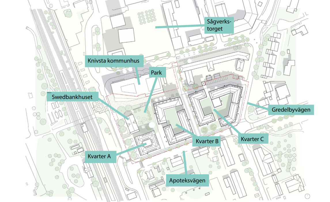 Karta över nya kvarter Segerdal